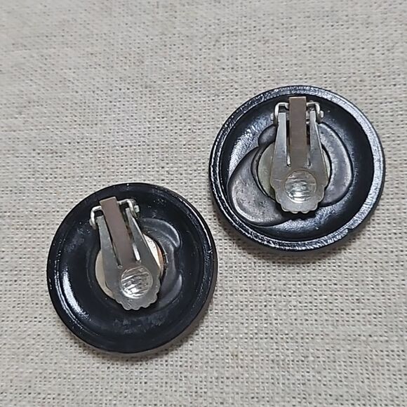 Vintage MCM Lot 3 Clip-on Earrings Coro AB Rhinestone Copper - Picture 10 of 11